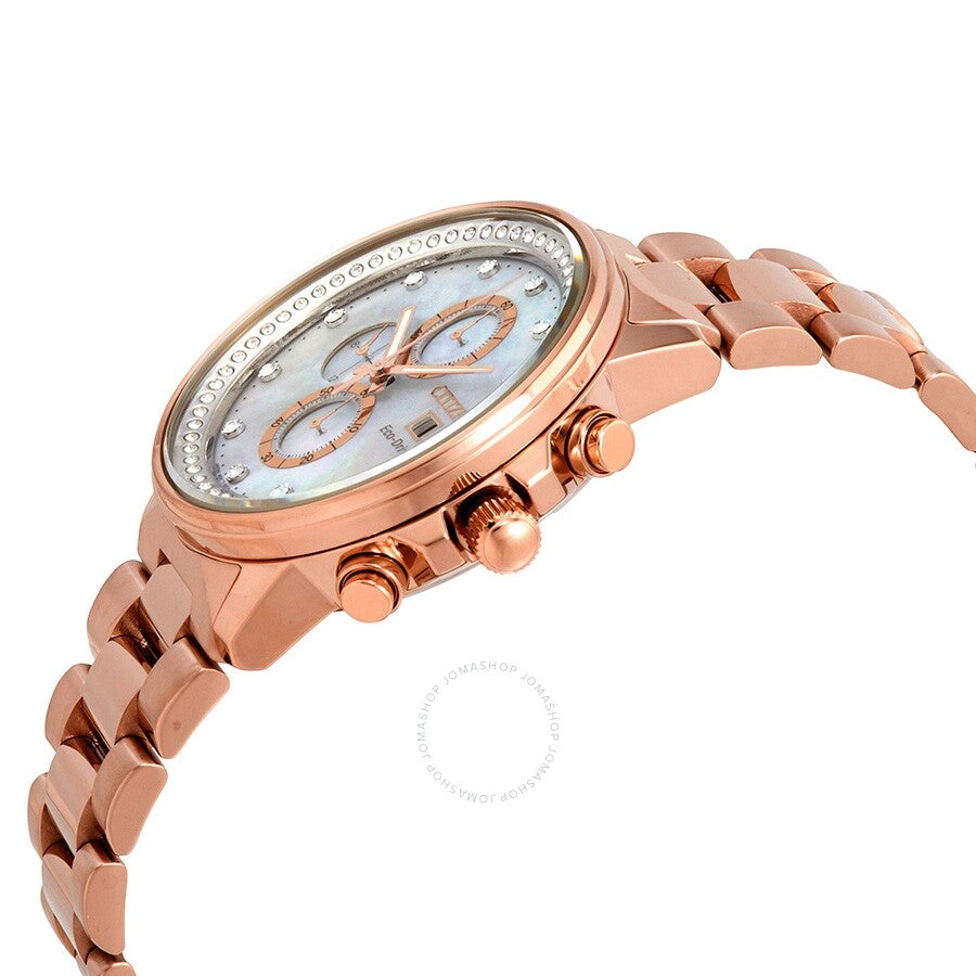 Citizen Chandler Chronograph Eco-Drive Mother of Pearl Diamond Watch FB3003-51Y - Dawson Watches #2