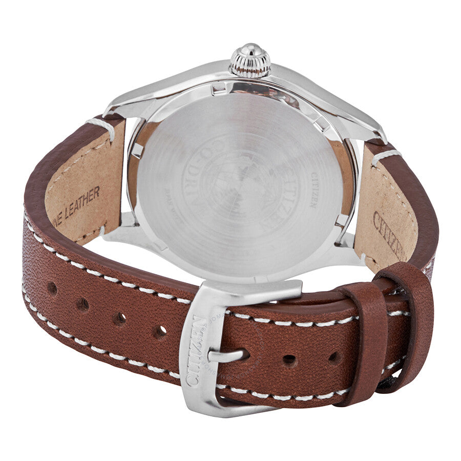 Citizen Chandler Eco-Drive Green Dial Dark Brown Leather Men's Watch BM6838-09X - Dawson Watches #3