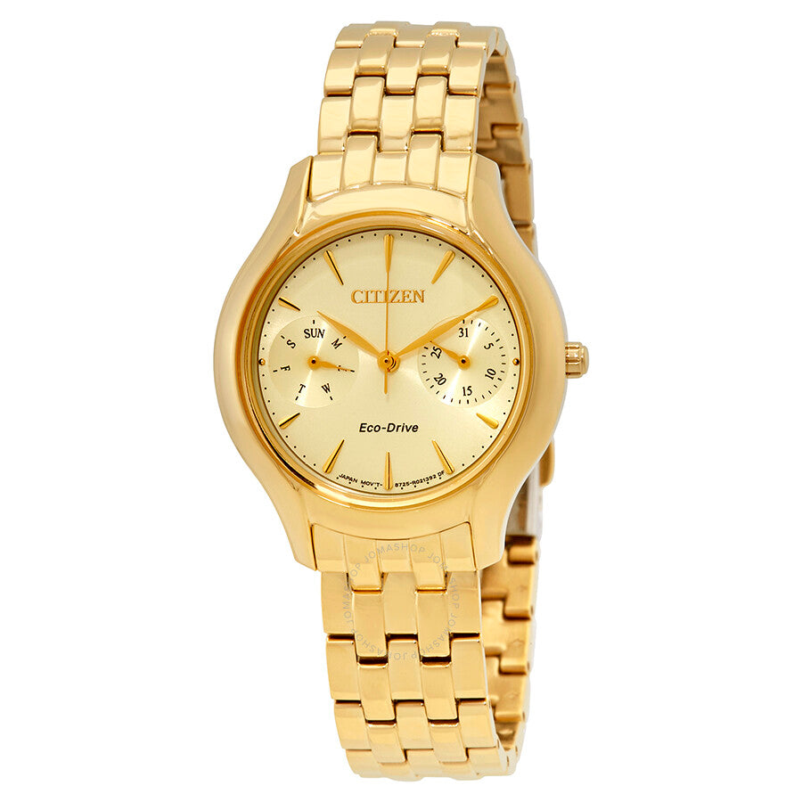 Citizen Chandler Ladies Gold Tone Multifunction Watch FD4012-51P - Dawson Watches