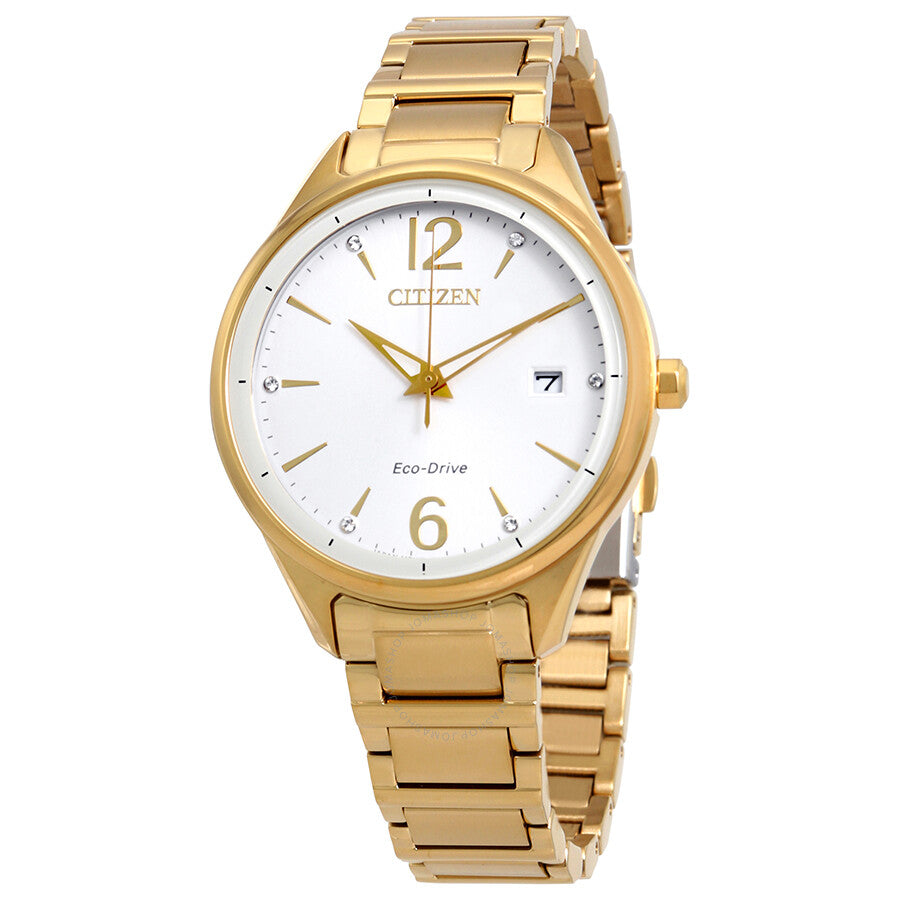 Citizen Chandler Crystal Eco-Drive Silver Dial Ladies Watch FE6102-53A - Dawson Watches