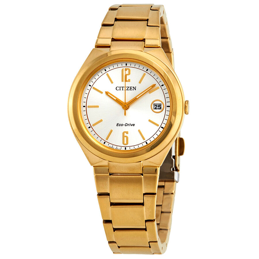 Citizen Chandler Silver Dial Yellow Gold-tone Ladies Watch FE6022-85A - Dawson Watches