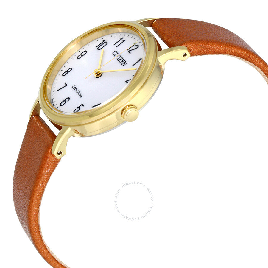 Citizen Chandler Eco-Drive White Dial Brown Leather Ladies Watch EM0572-05A - Dawson Watches #2