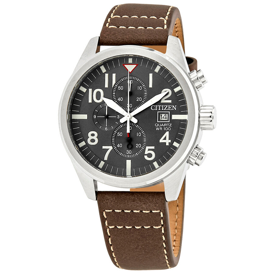 Citizen Chronograph Black Dial Brown Leather Men's Watch AN3620-01H - Dawson Watches