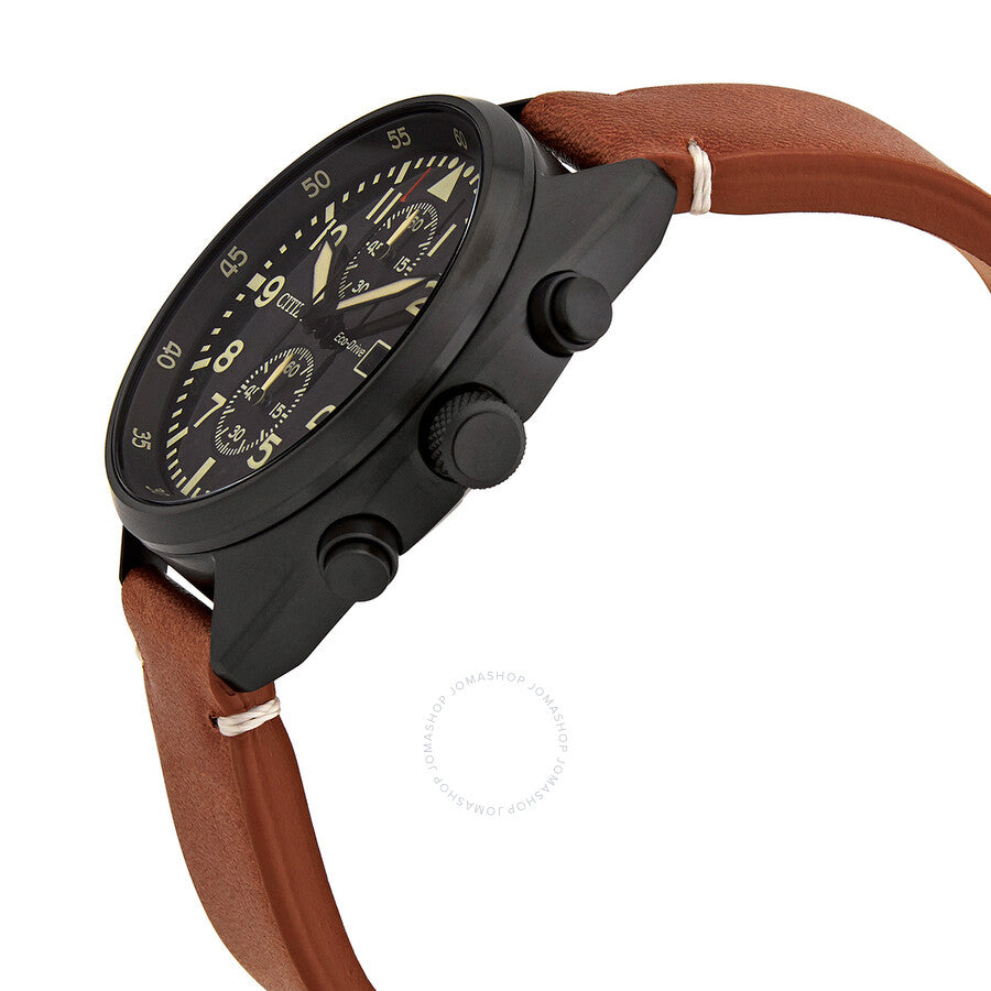 Citizen Chronograph Black Dial Brown Leather Men's Watch CA7045-14E - Dawson Watches #2