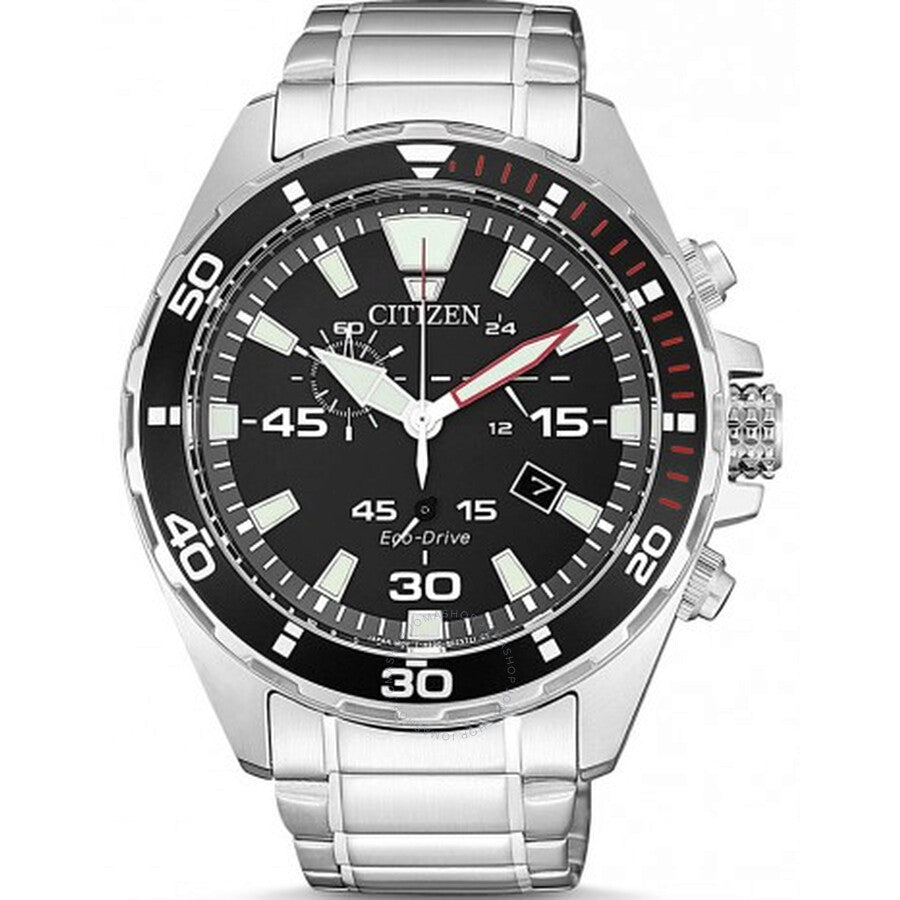 Citizen Chronograph Black Dial Stainless Steel Men's Watch AT2430-80E - Dawson Watches