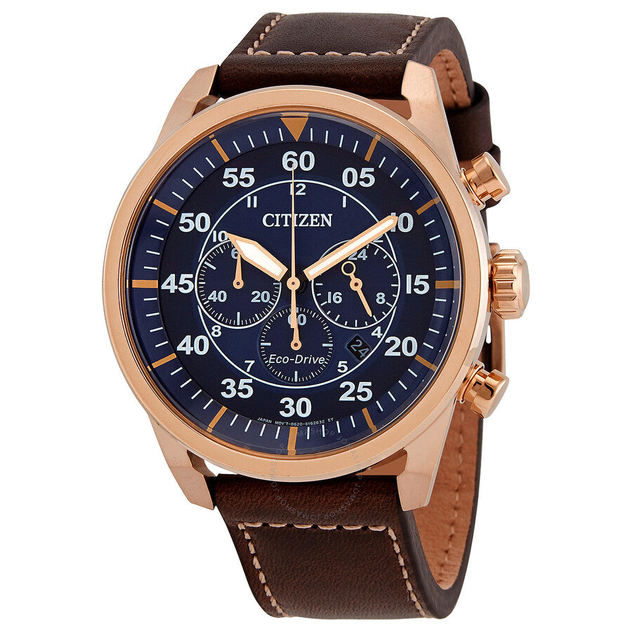 Citizen Chronograph Blue Dial Brown Leather Men's Watch CA4213-26L - Dawson Watches