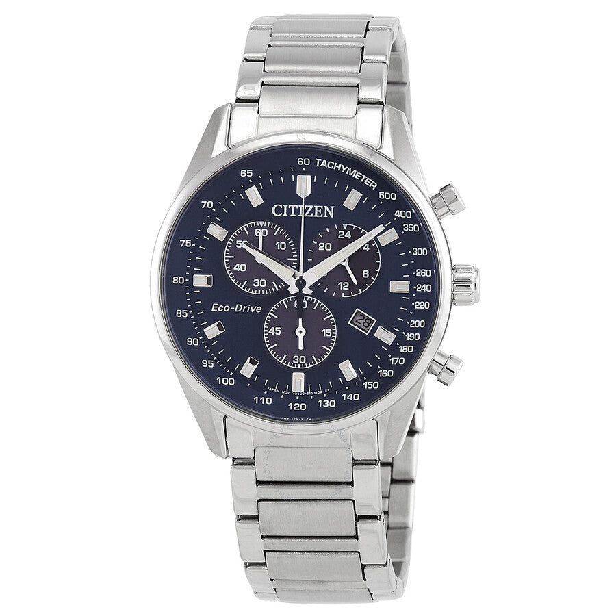 Citizen Chronograph Blue Dial Stainless Steel Men's Watch AT2390-82L - Dawson Watches