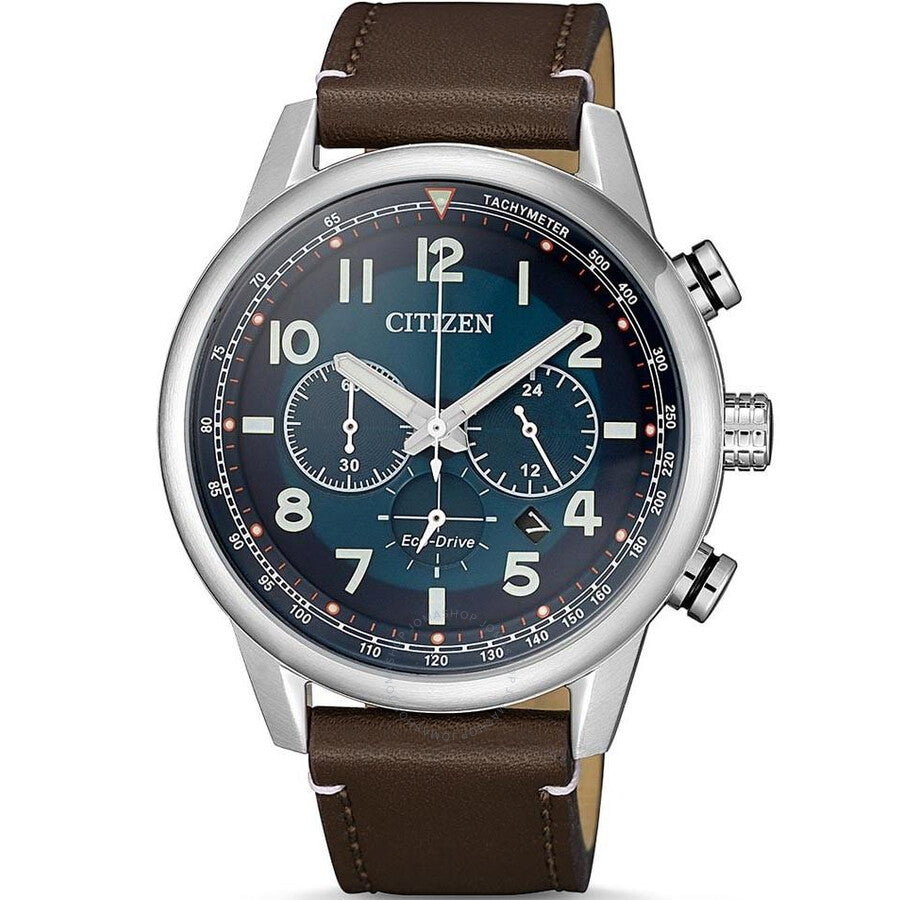 Citizen Chronograph Blue Dial Brown Leather Men's Watch CA4420-13L - Dawson Watches