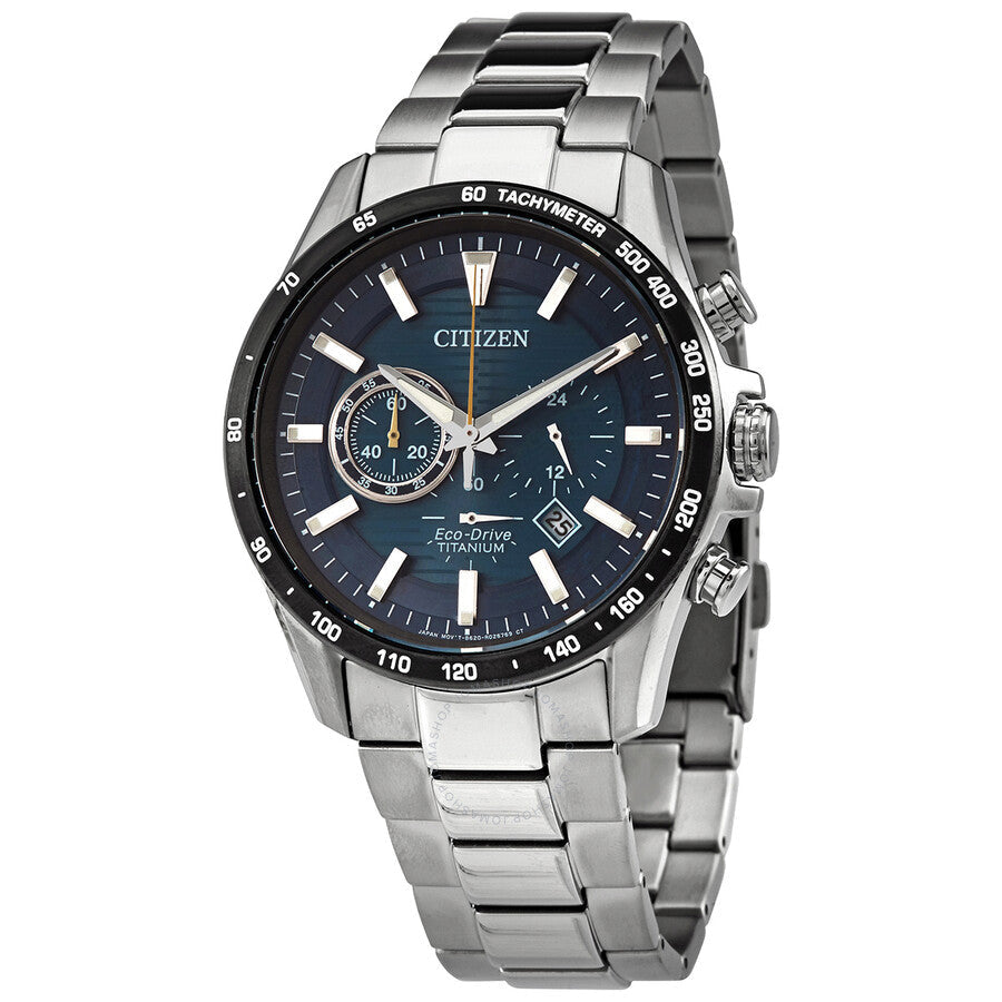 Citizen Chronograph Eco-Drive Blue Dial Titanium Men's Watch CA4444-82L - Dawson Watches