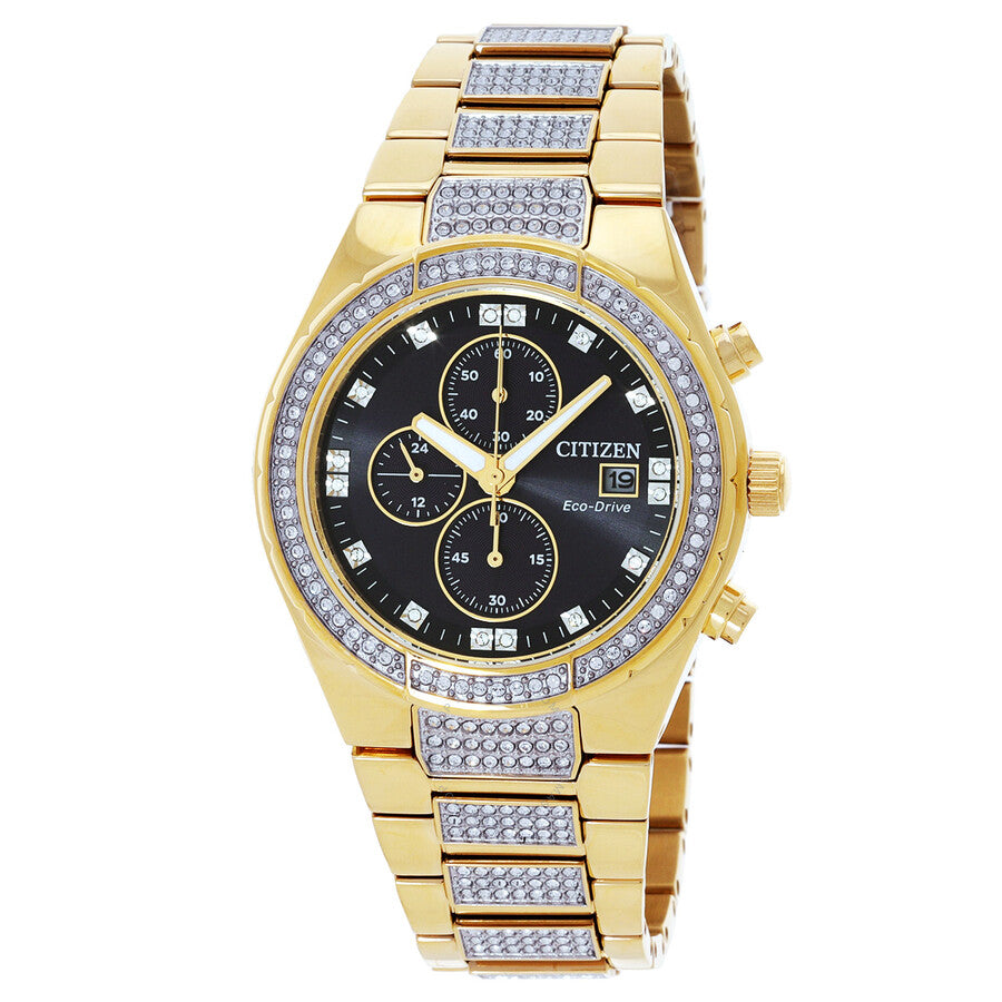 Citizen Chronograph Eco-Drive Crystal Black Dial Men's Watch CA0752-58E - Dawson Watches