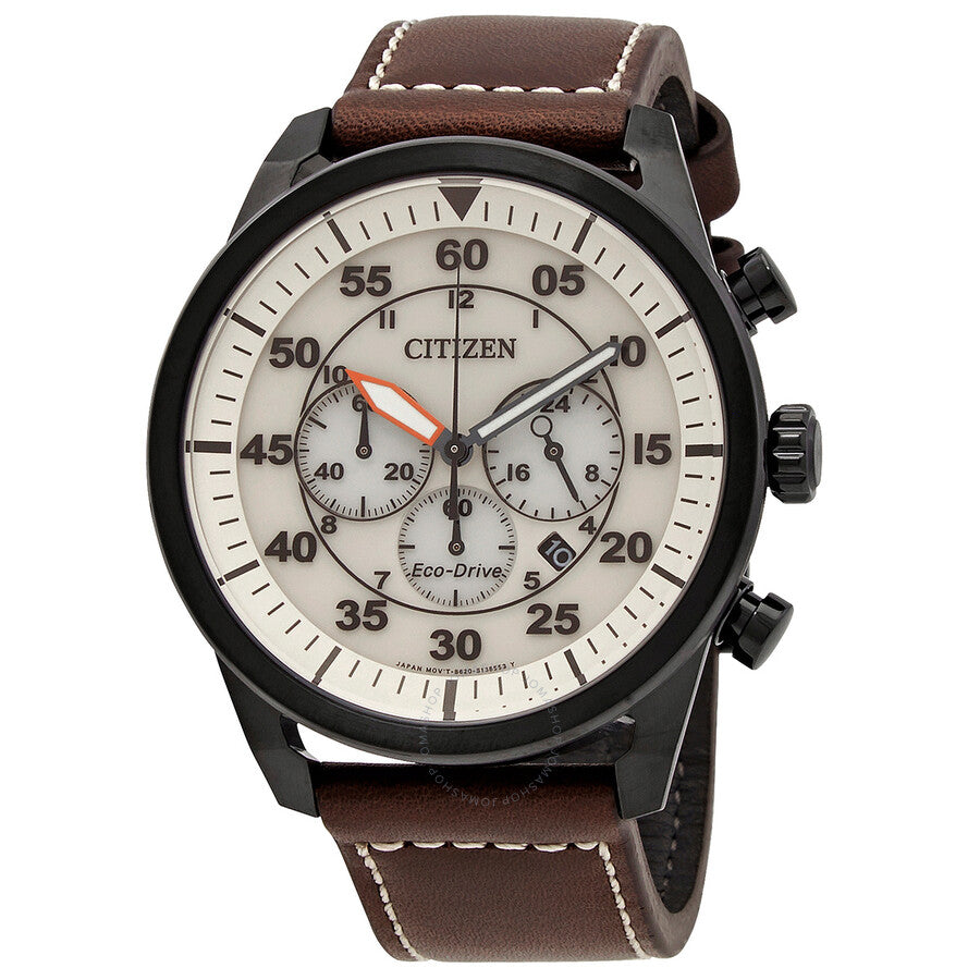 Citizen Chronograph Eco-Drive Ivory Dial Men's Watch CA4215-04W - Dawson Watches