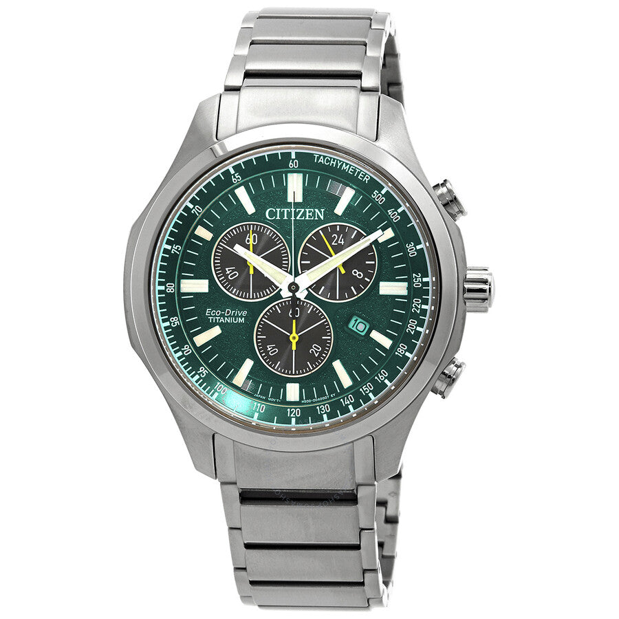 Citizen Chronograph GMT Eco-Drive Green Dial Men's Watch AT2530-85X - Dawson Watches