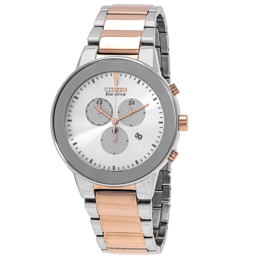 Citizen Chronograph GMT White Dial Two-Tone Men's Watch AT2244-84A - Dawson Watches