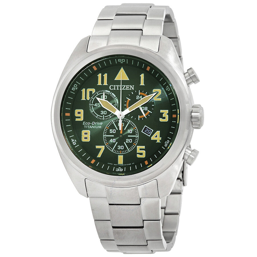 Citizen Chronograph Green Dial Men's Watch AT2480-81X - Dawson Watches