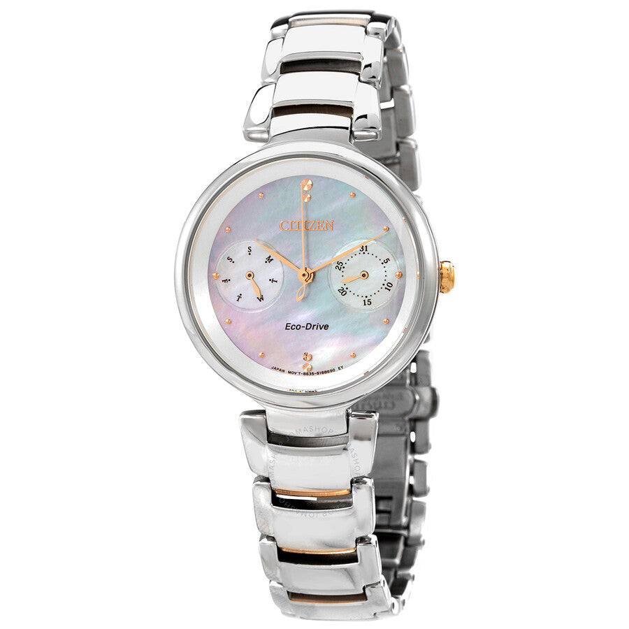 Citizen Chronograph Mother of Pearl Crystal Dial Ladies Watch FD1106-81D - Dawson Watches