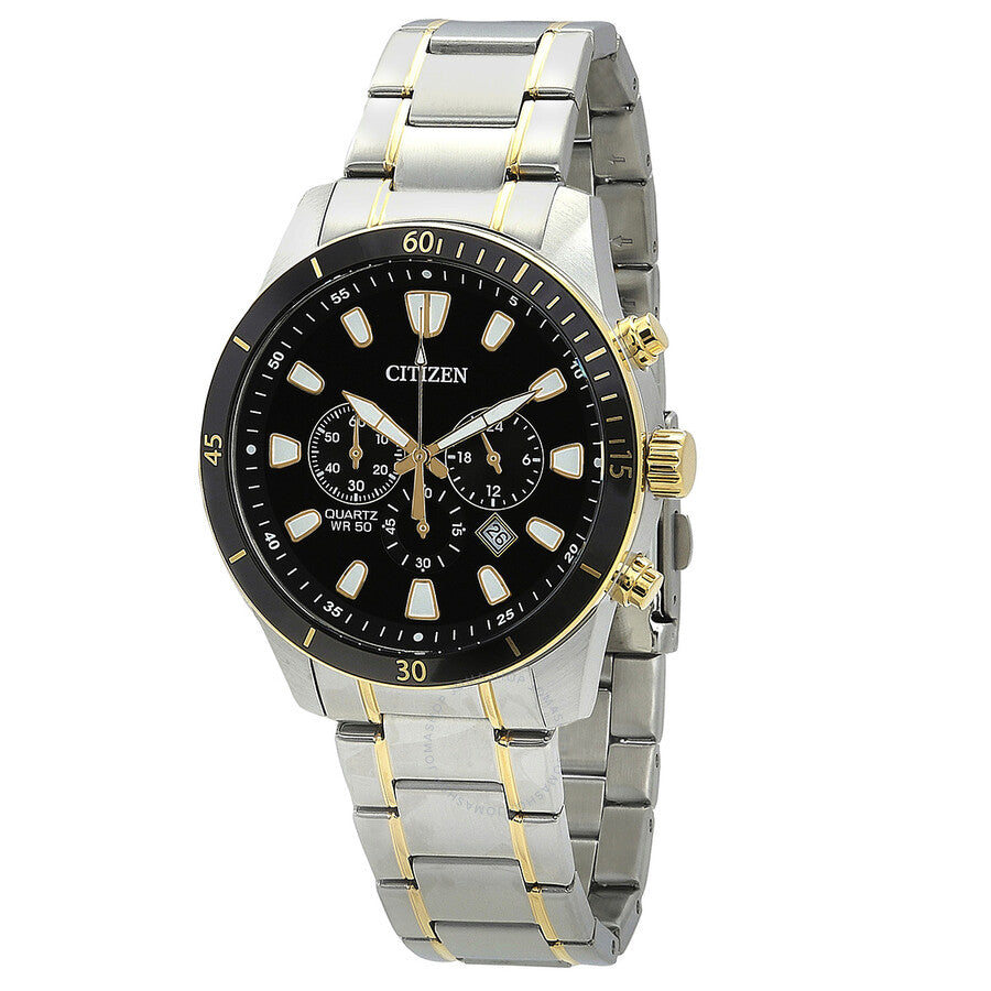 Citizen Chronograph Quartz Black Dial Two-Tone Men's Watch AN8184-89E - Dawson Watches