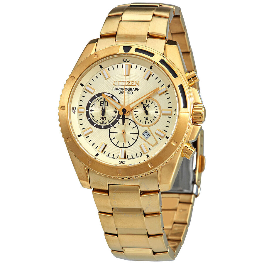 Citizen Chronograph Quartz Champagne Dial Men's Watch AN8012-50P - Dawson Watches