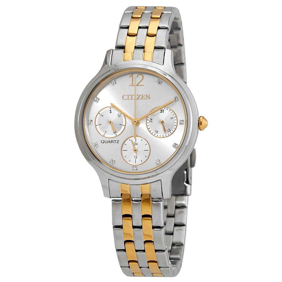 Citizen Chronograph Quartz Crystal Silver Dial Ladies Watch ED8184-51A - Dawson Watches