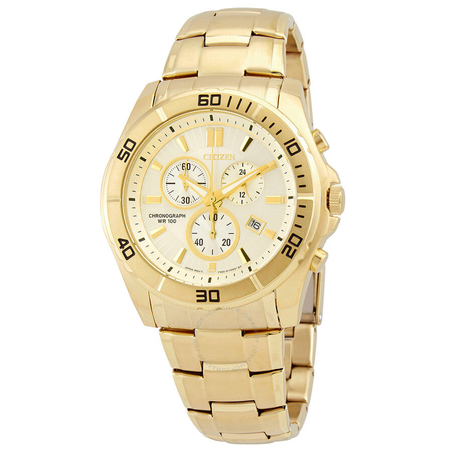 Citizen Chronograph Quartz Gold Dial Men's Watch AN7102-54P - Dawson Watches
