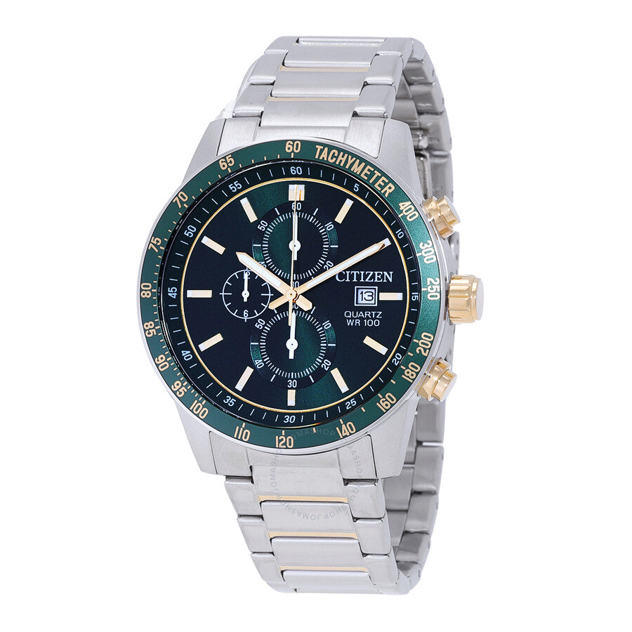 Citizen Chronograph Quartz Green Dial Men's Watch AN3689-55X - Dawson Watches