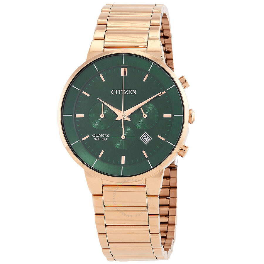 Citizen Chronograph Quartz Green Dial Men's Watch AN8223-54X - Dawson Watches