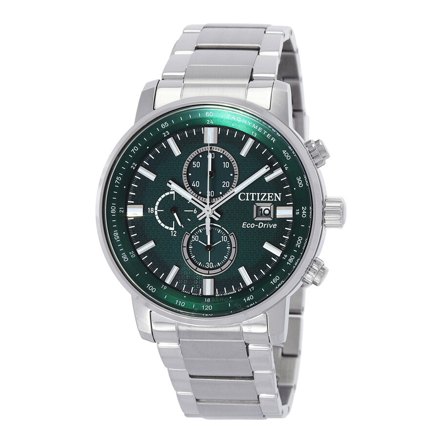 Citizen Chronograph Quartz Green Dial Men's Watch CA0840-87X - Dawson Watches
