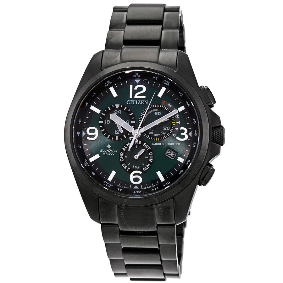 Citizen Chronograph Quartz Green Dial Men's Watch CB5925-82X - Dawson Watches
