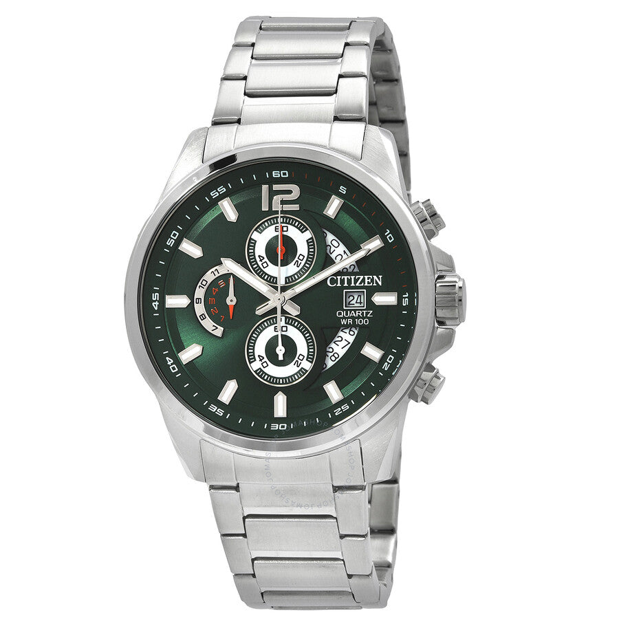 Citizen Chronograph Quartz Green Dial Watch AN3690-56X - Dawson Watches