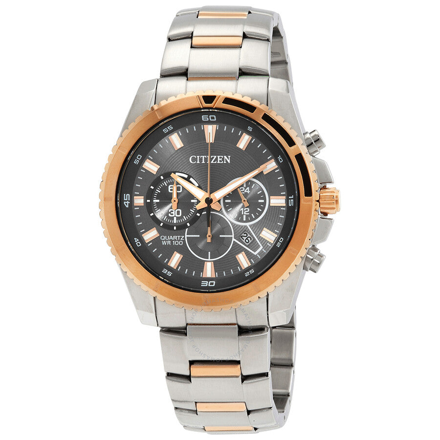 Citizen Chronograph Quartz Grey Dial Two-Tone Men's Watch AN8204-59H - Dawson Watches