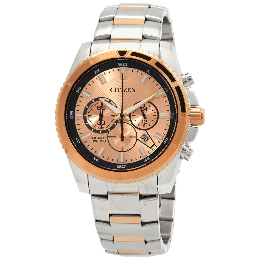Citizen Chronograph Quartz Rose Gold Dial Men's Watch AN8204-59X - Dawson Watches