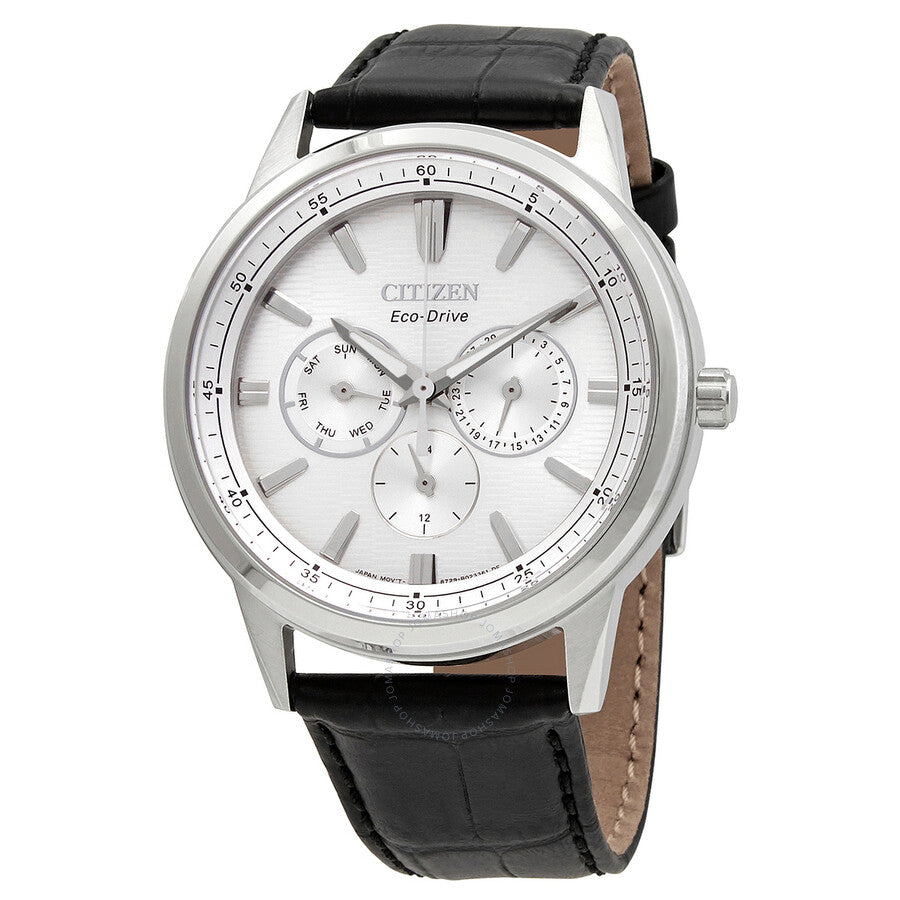 Citizen Chronograph Silver Dial Black Leather Men's Watch BU2071-01A - Dawson Watches