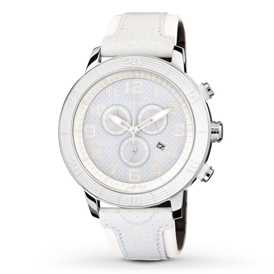 Citizen Eco-Drive Chronograph White Dial Men's Watch AT2200-04A - Dawson Watches