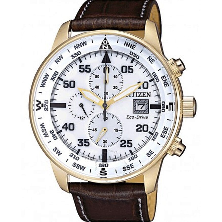 Citizen Chronograph White Dial Brown Leather Men's Watch CA0693-12A - Dawson Watches