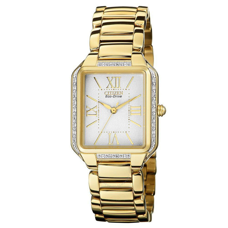 Citizen Ciena Eco-Drive Diamond Gold-Tone Stainless Steel Ladies Watch EM0192-57A - Dawson Watches