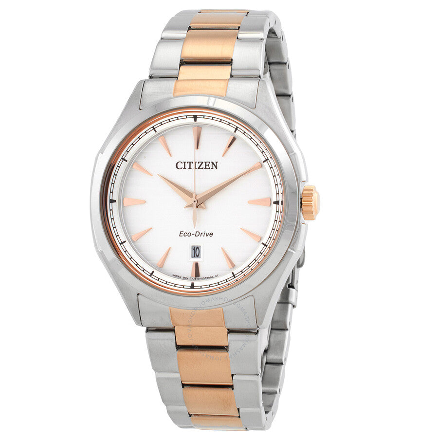 Citizen Core Eco-Drive White Dial Two-Tone Men's Watch AW1756-89A - Dawson Watches