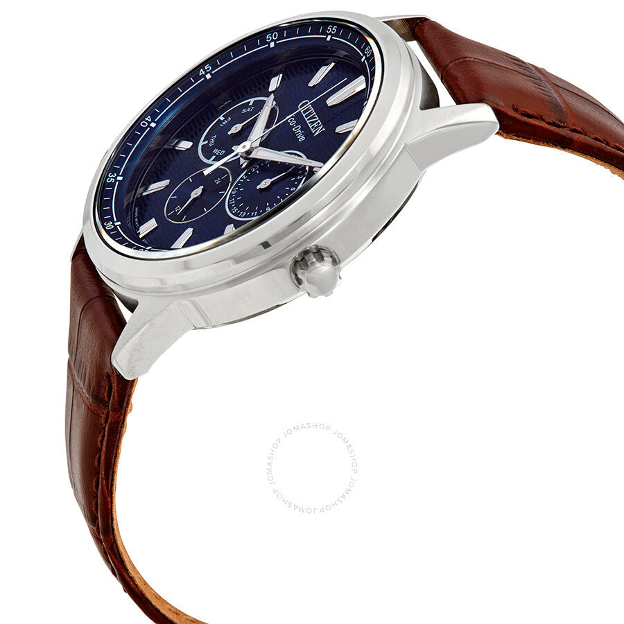 Citizen Corso Blue Dial Brown Leather Men's Watch BU2070-12L - Dawson Watches #2
