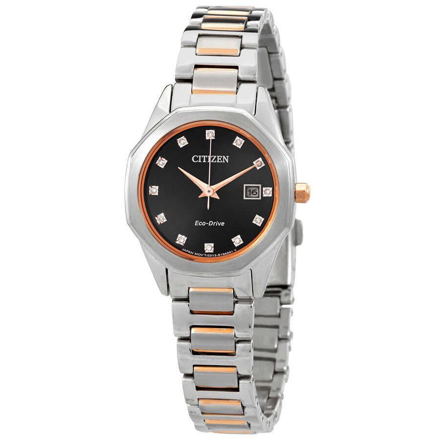 Citizen Corso Eco-Drive Diamond Black Dial Ladies Watch EW2586-58E - Dawson Watches