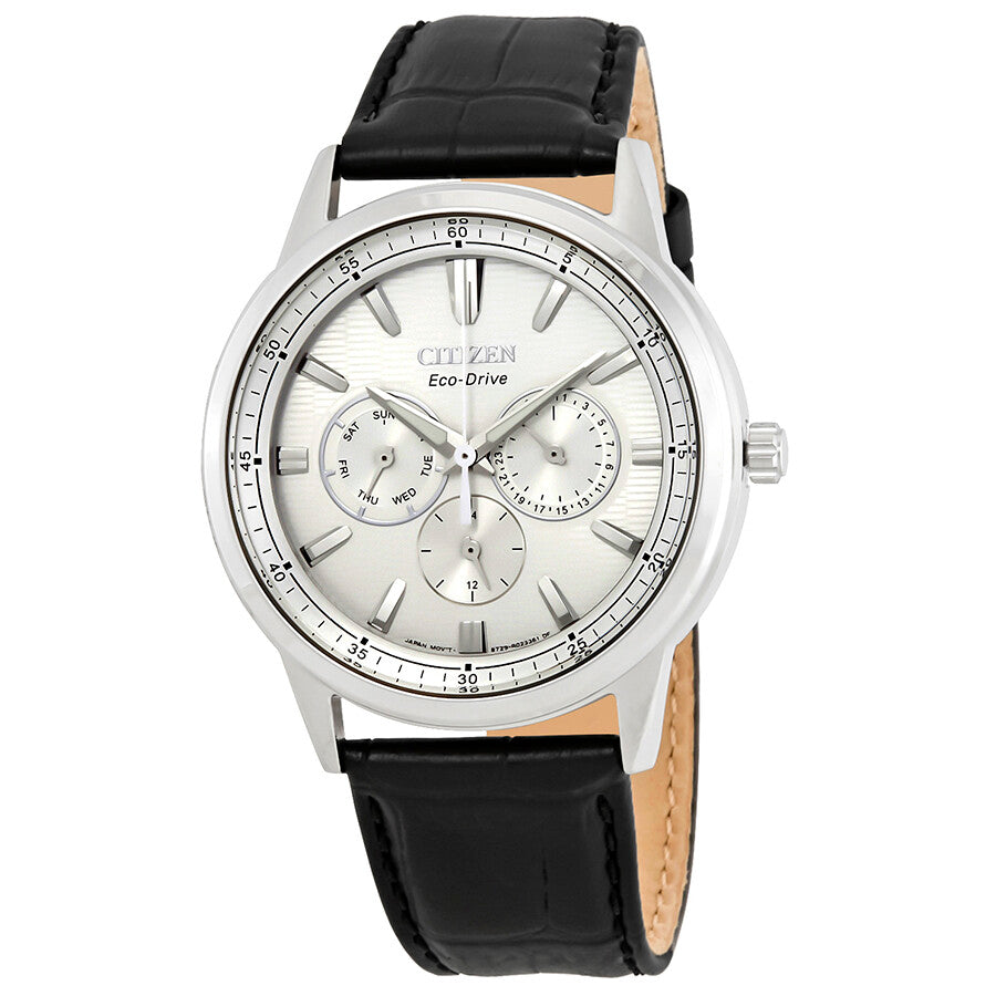 Citizen Corso Silver Dial Black Leather Men's Watch BU2070-04A - Dawson Watches