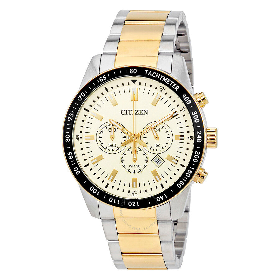 Citizen Cream Dial Men's Two Tone Chronograph Watch AN8076-57P - Dawson Watches
