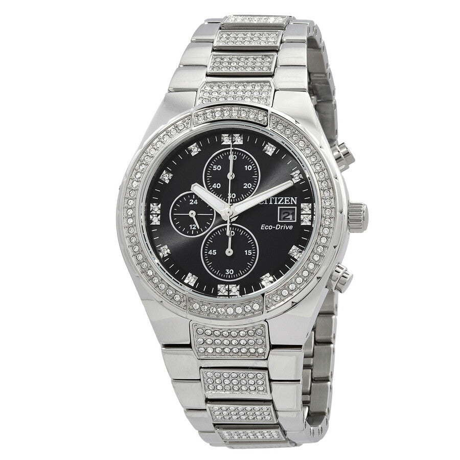 Citizen Crystal Chronograph Eco-Drive Black Dial Men's Watch CA0750-53E - Dawson Watches