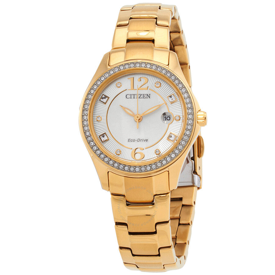 Citizen Crystal Eco-Drive Champagne Dial Ladies Watch FE1147-79P - Dawson Watches