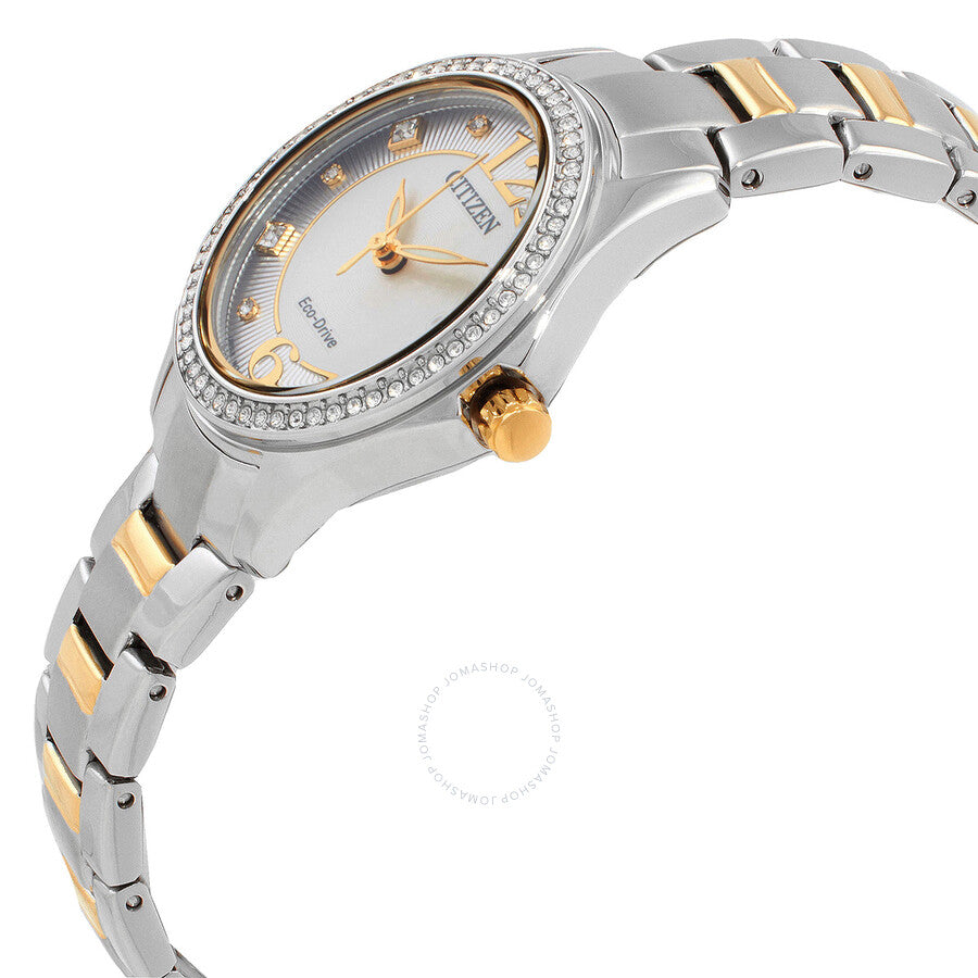 Citizen Crystal Eco-Drive Silver Dial Two-Tone Ladies Watch FE1146-71A - Dawson Watches #2