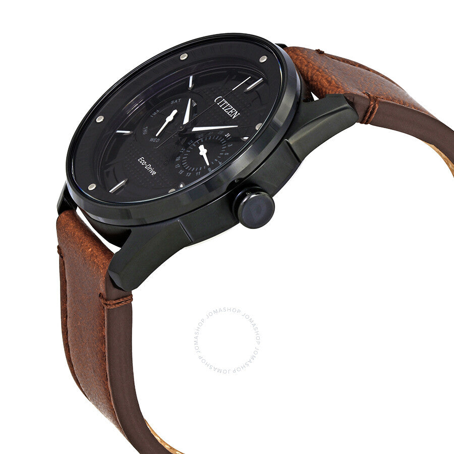 Citizen CTO Eco-Drive Black Dial Brown Leather Men's Watch BU4025-08E - Dawson Watches #2
