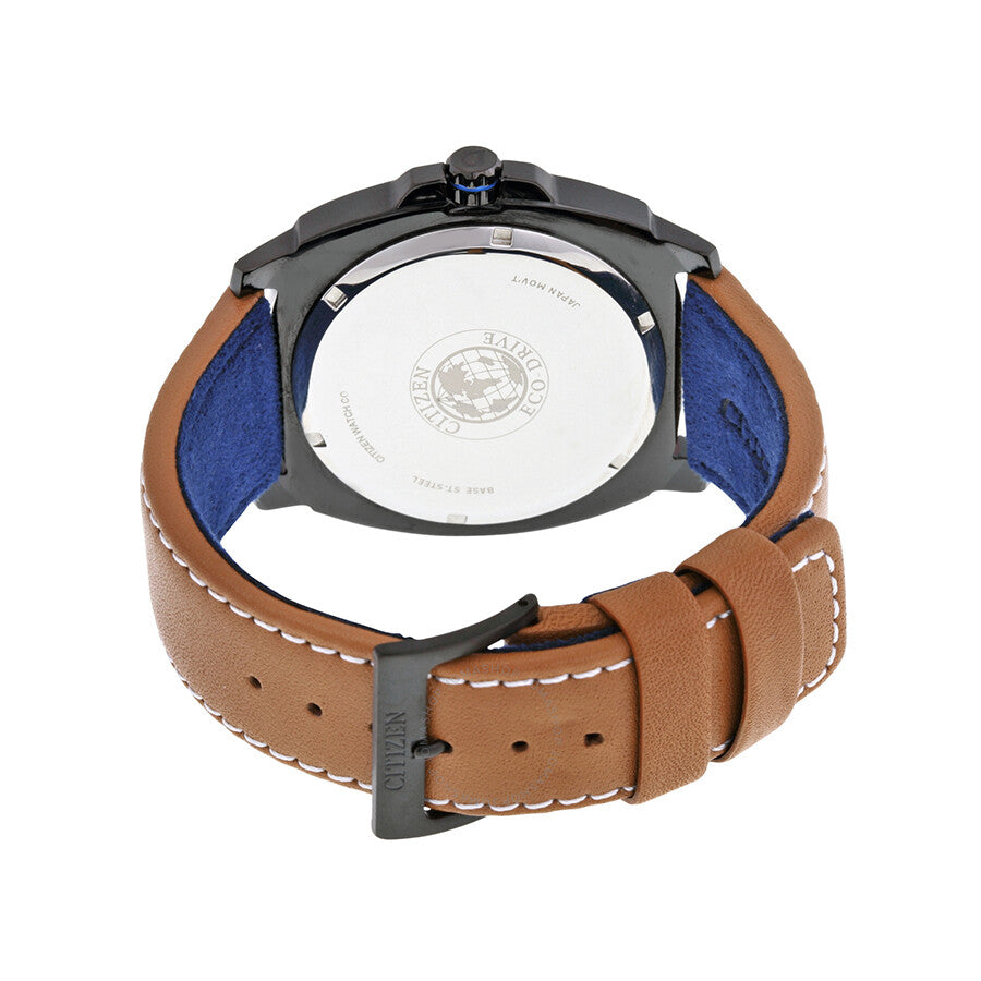 Citizen CTO Eco-Drive Black Dial Khaki Leather Strap Men's Watch BJ6475-00E - Dawson Watches #3