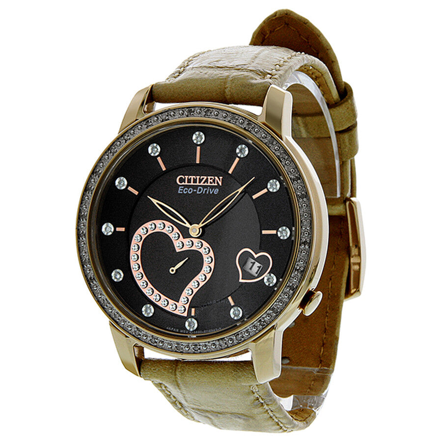 Citizen Desire Eco-Drive Diamond Brown Dial Rose Gold-Tone Ladies Watch EV1003-09X - Dawson Watches