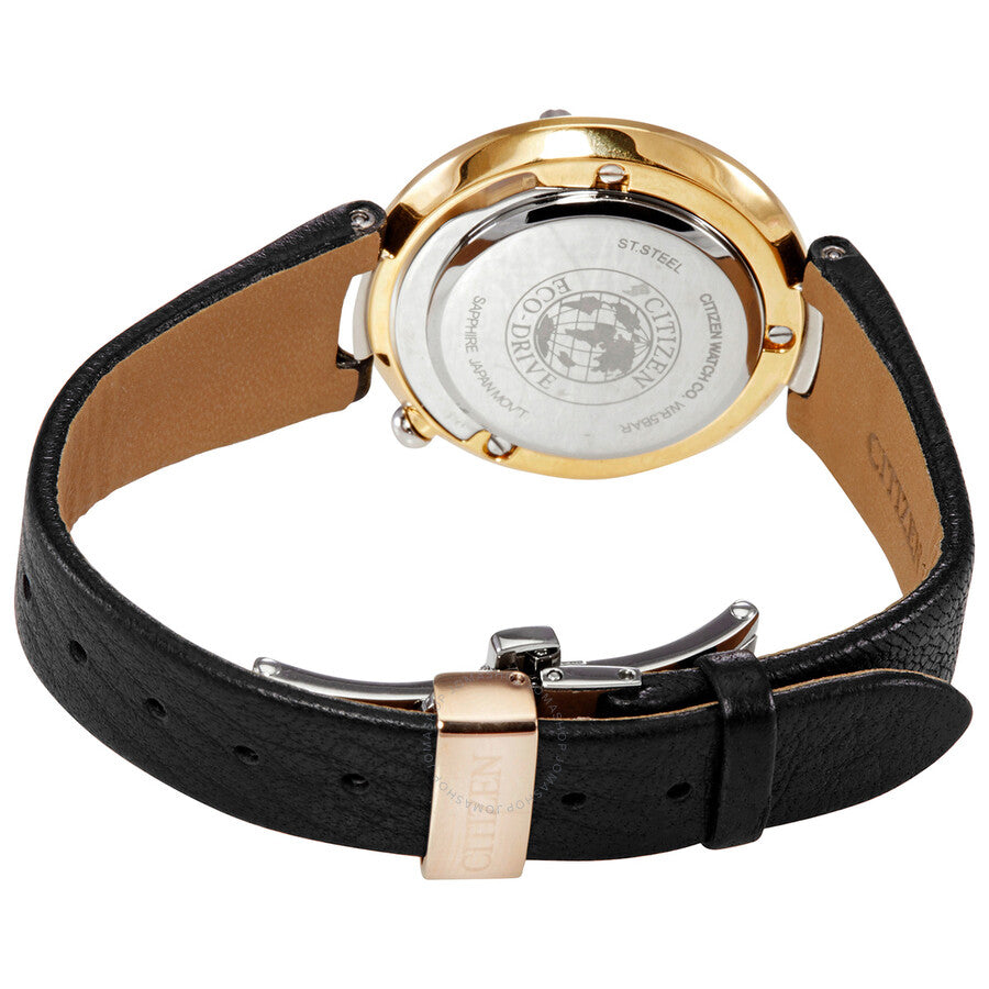 Citizen Diamond White Dial Black Leather Ladies Watch EM0656-15A - Dawson Watches #3
