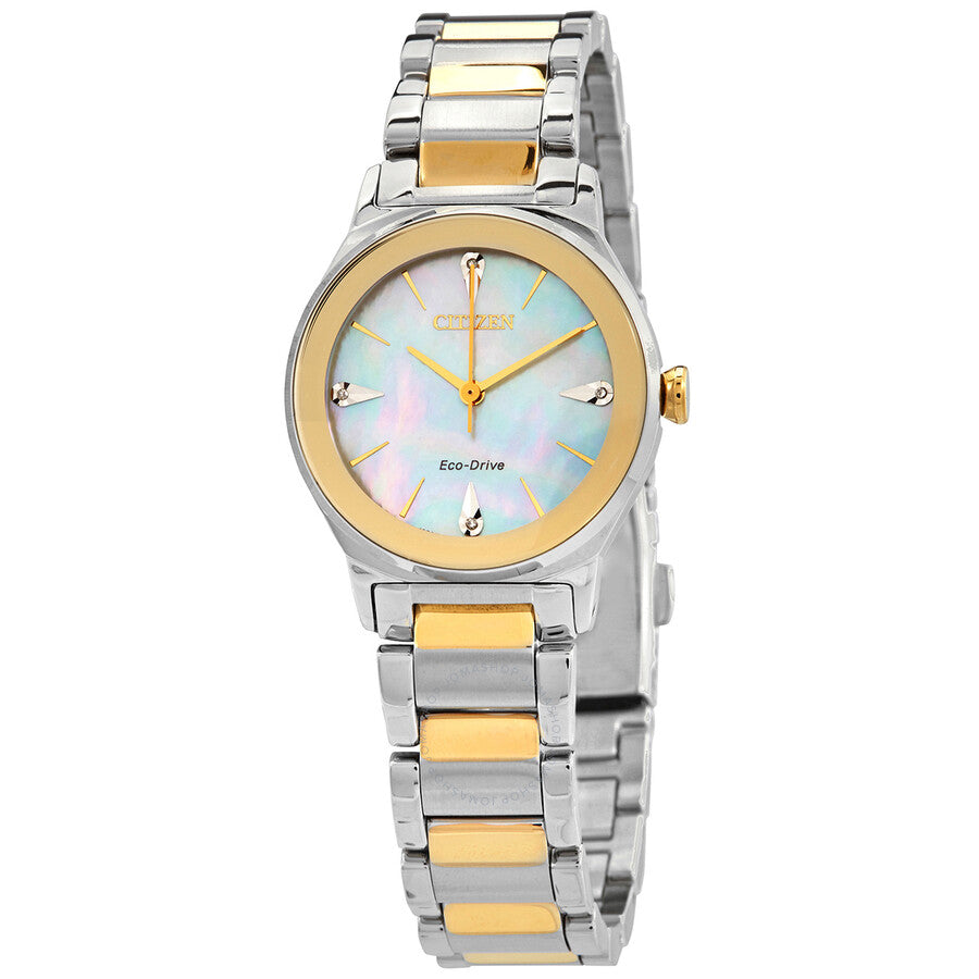 Citizen Diamond White Mother of Pearl Dial Ladies Two-tone Watch EM0734-56D - Dawson Watches