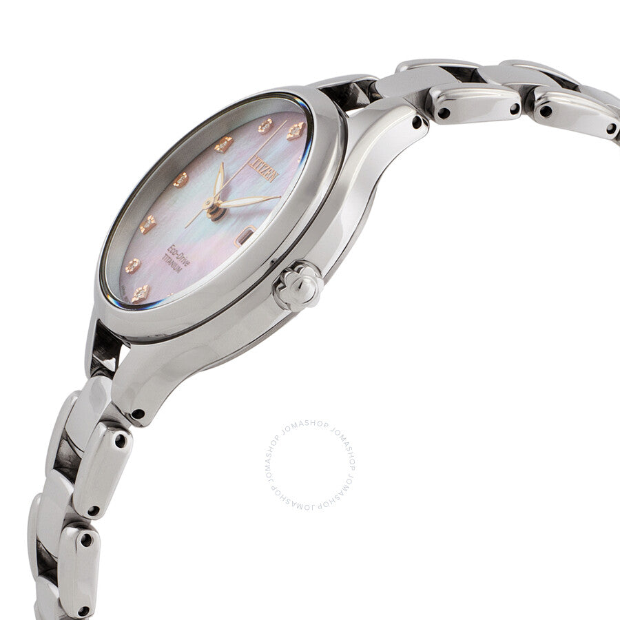 Citizen Diamond White Mother of Pearl Dial Super Titanium Ladies Watch EW2560-86Y - Dawson Watches #2