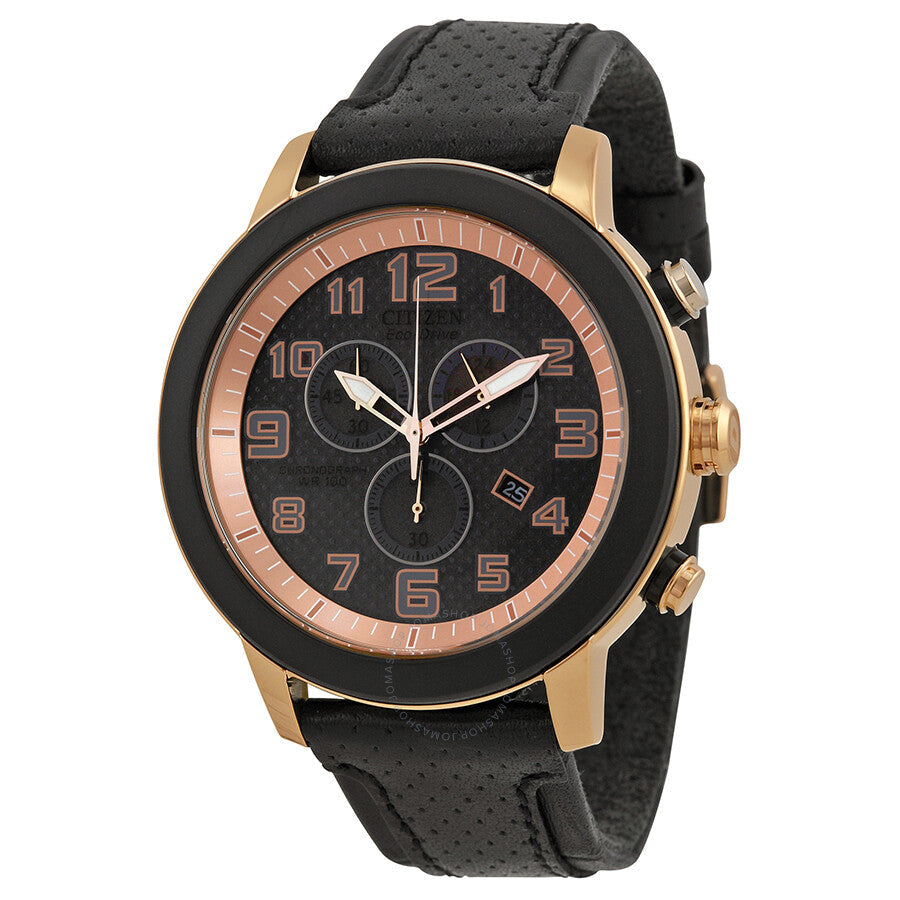 Citizen Drive Black Dial Chronograph Black Leather Men's Watch AT2233-05E - Dawson Watches