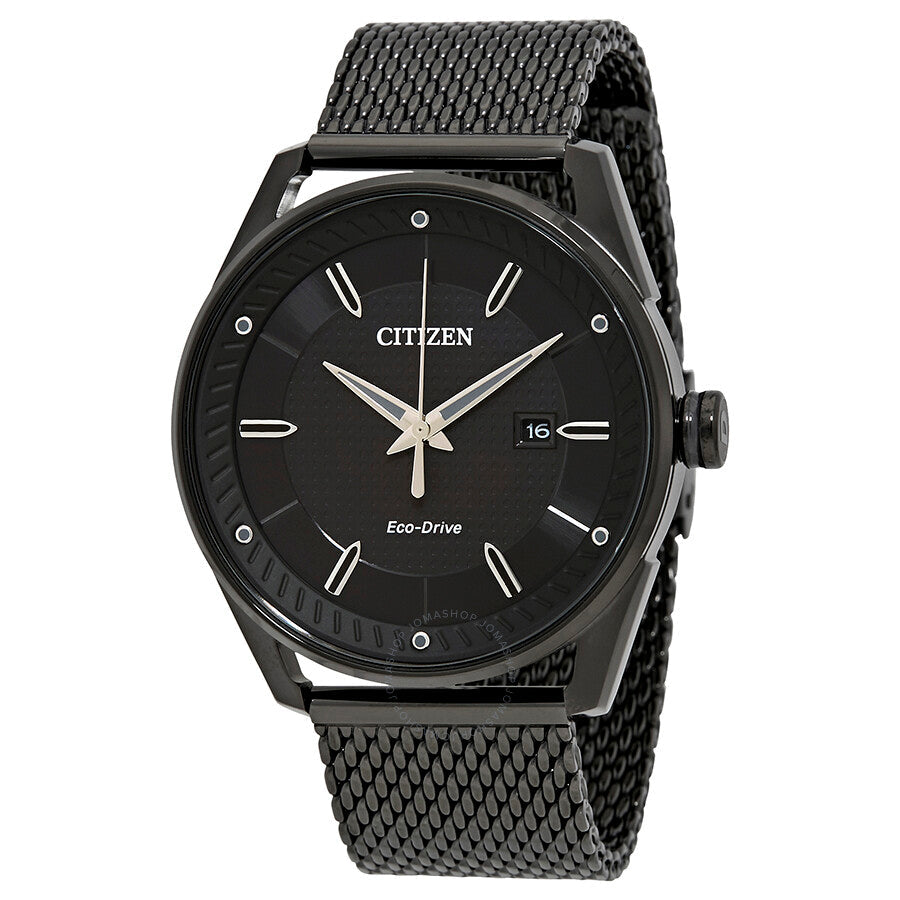 Citizen Drive Black Dial Black Ion-plated Mesh Men's Watch BM6988-57E - Dawson Watches